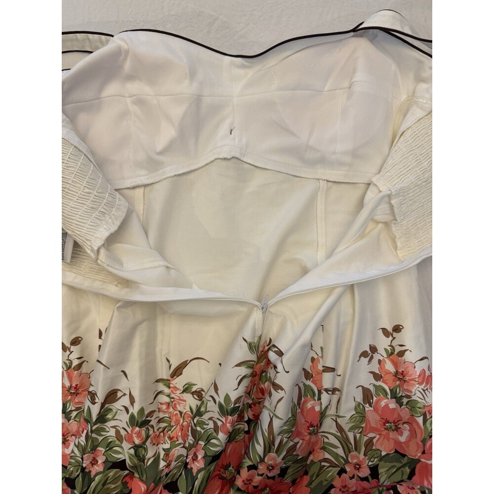 R&K Originals Floral Sundress Womens 18 White Coral Sleeveless Fit Flare NWT - Picture 7 of 10